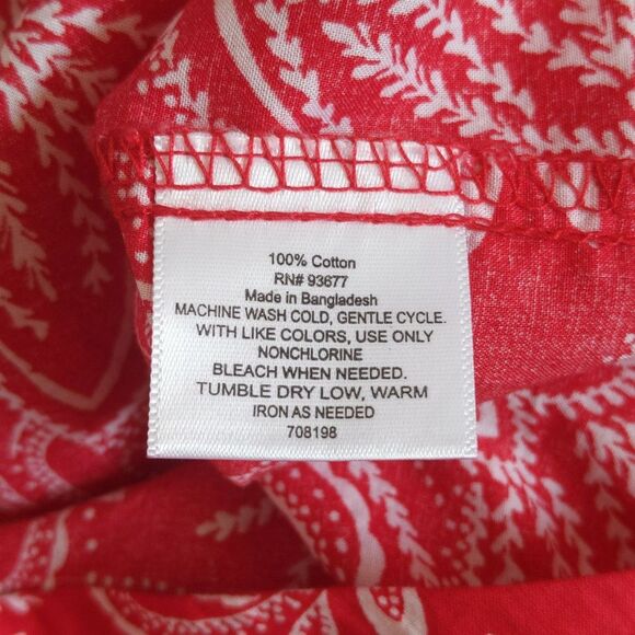 St. John's Bay NWT 100% cotton sleeveless red & white paisley blouse S - Picture 8 of 8